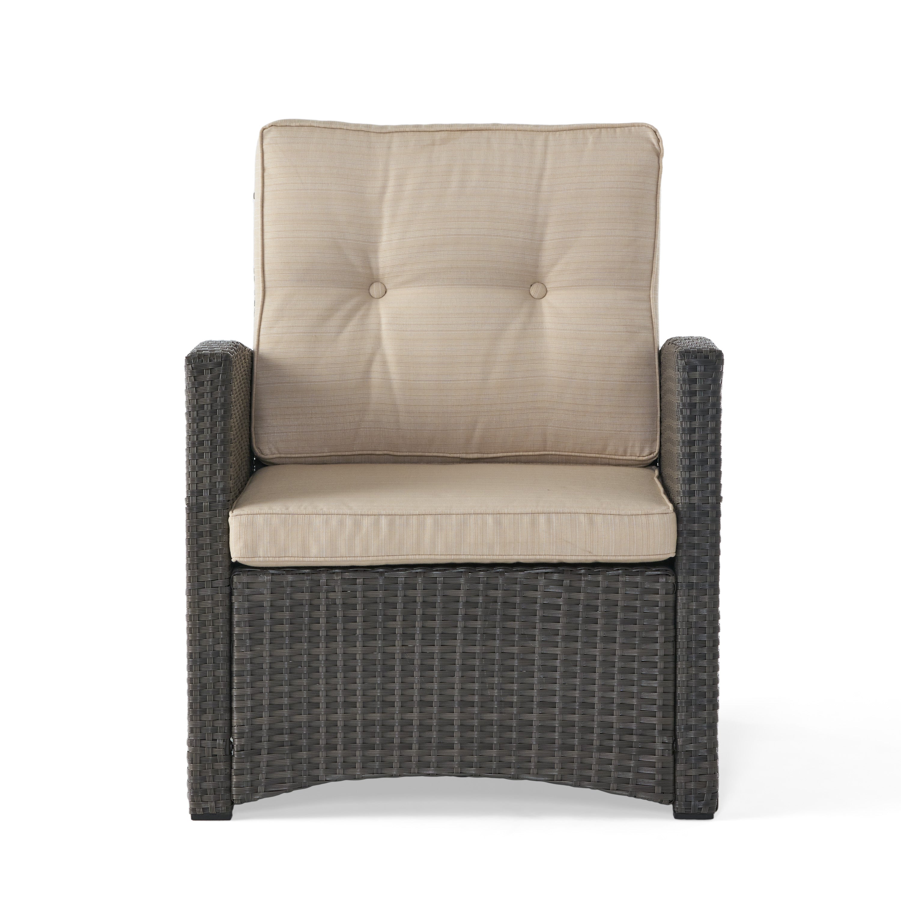 ST MARTA Single Sofa Outdoor Relaxation Seat Grey PE Rattan Waterproof Fabric