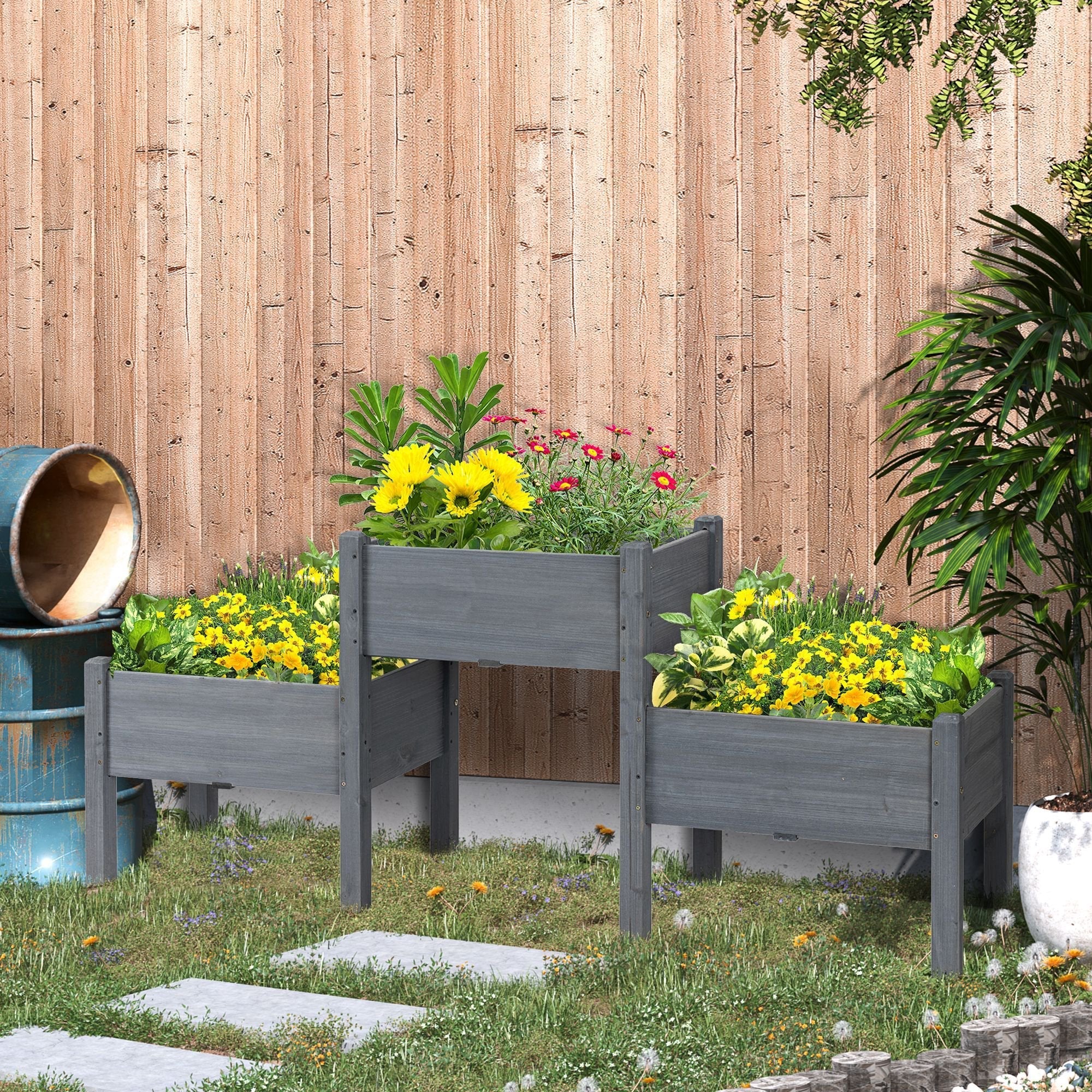 3 Tier Raised Garden Bed Freestanding Planter Box for Vegetables,