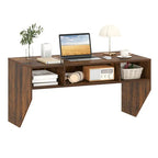 Rustic Brown Wall-Mounted Floating Computer Desk With 3-Cube Storage,