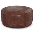 Connor 34" Round Coffee Table Pouf - Distressed Brown