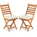 Patio Folding Chairs Set of 2 with Soft Seat Cushion-A