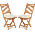 Patio Folding Chairs Set of 2 with Soft Seat Cushion-B