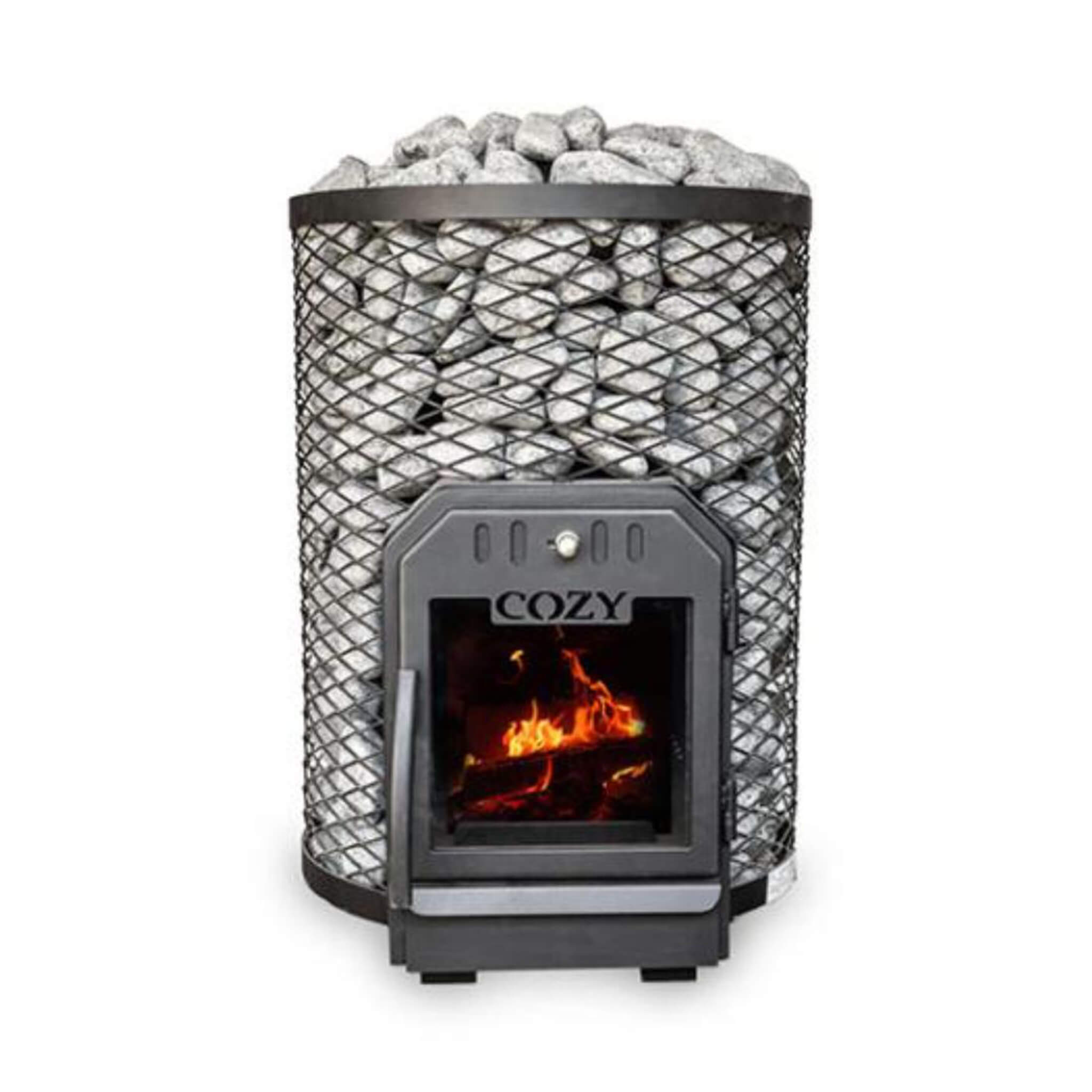 Cozy Heat O Thru-Wall Wood Burning Sauna Stove With Sauna Stones [COZY O-TW] (SAK93612)