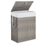 Laundry Basket With Lid, 110 L Hand-Woven Pp Rattan Laundry Basket