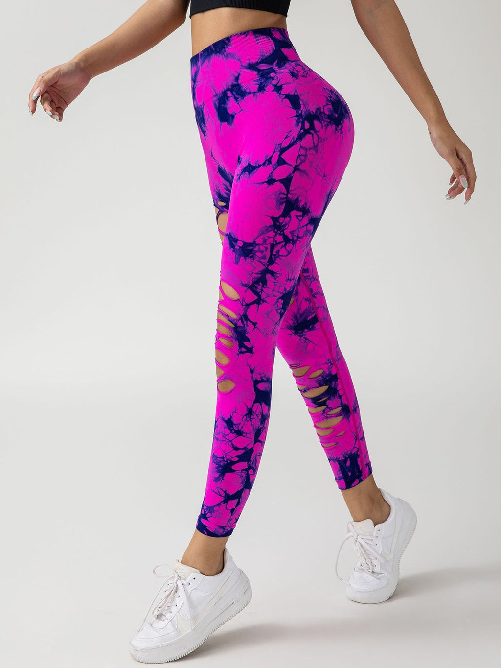 4 Pack New Style Hollow-Out Tie-Dye High-Waisted Tummy-Control Yoga