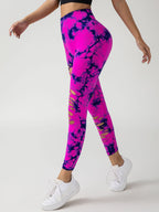 4 Pack New Style Hollow-Out Tie-Dye High-Waisted Tummy-Control Yoga