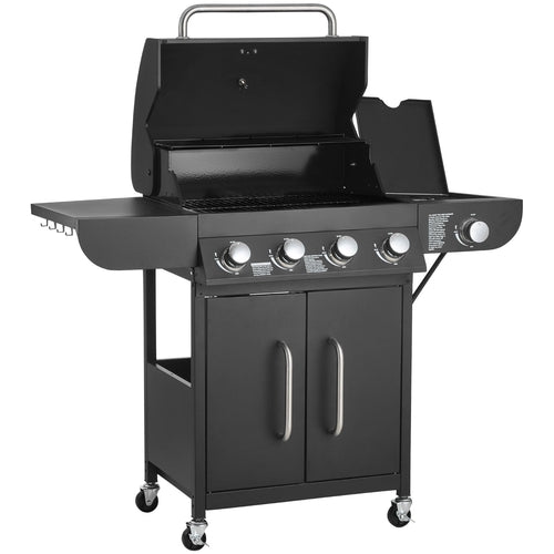 Gas Grill, 4 Burner Propane Gas Grill With Side Burner, 425 SQ.In