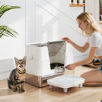 XL Stainless Steel Litter Box w/ 100° Flip Top, Scoop, Step, Top &
