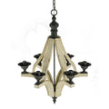 6 Light Wood Chandelier with Adjustable Chain - Cream