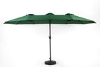 14.8 Ft Double Sided Outdoor Umbrella Rectangular Large with Crank (Dark Green)