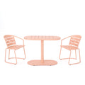 Outdoor Metal Seating Set with Coffee Table and 2 Chairs, Pink
