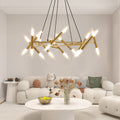 41' Golden Modern Chandelier Light Fixture with Branch Design