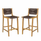 Acacia Wood Outdoor Armless Barstool - Teak Set of 2