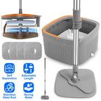 Spin Mop And Bucket System Includes Dual Compartment Mop Bucket 4Pcs