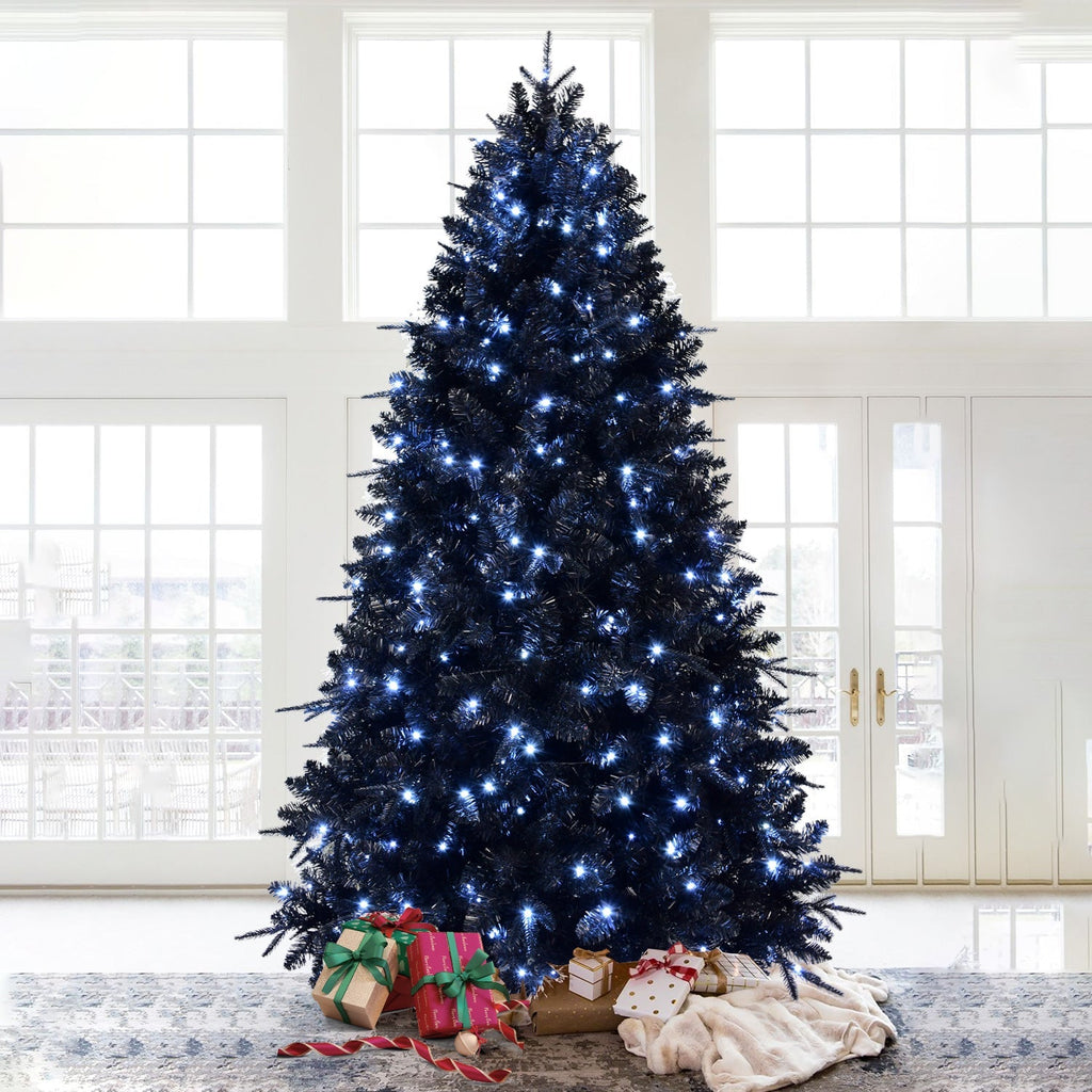 Prelit Black Christmas Tree With White Lights Artificial Fake