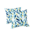2 Pack Outdoor Pillows, Waterproof & Fade-Resistant Patio Cushions (18x18 Inch, Blue Leaf)
