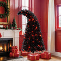 6Ft Curved Hat-Look Black Holiday Tree with Orange & Purple Lights