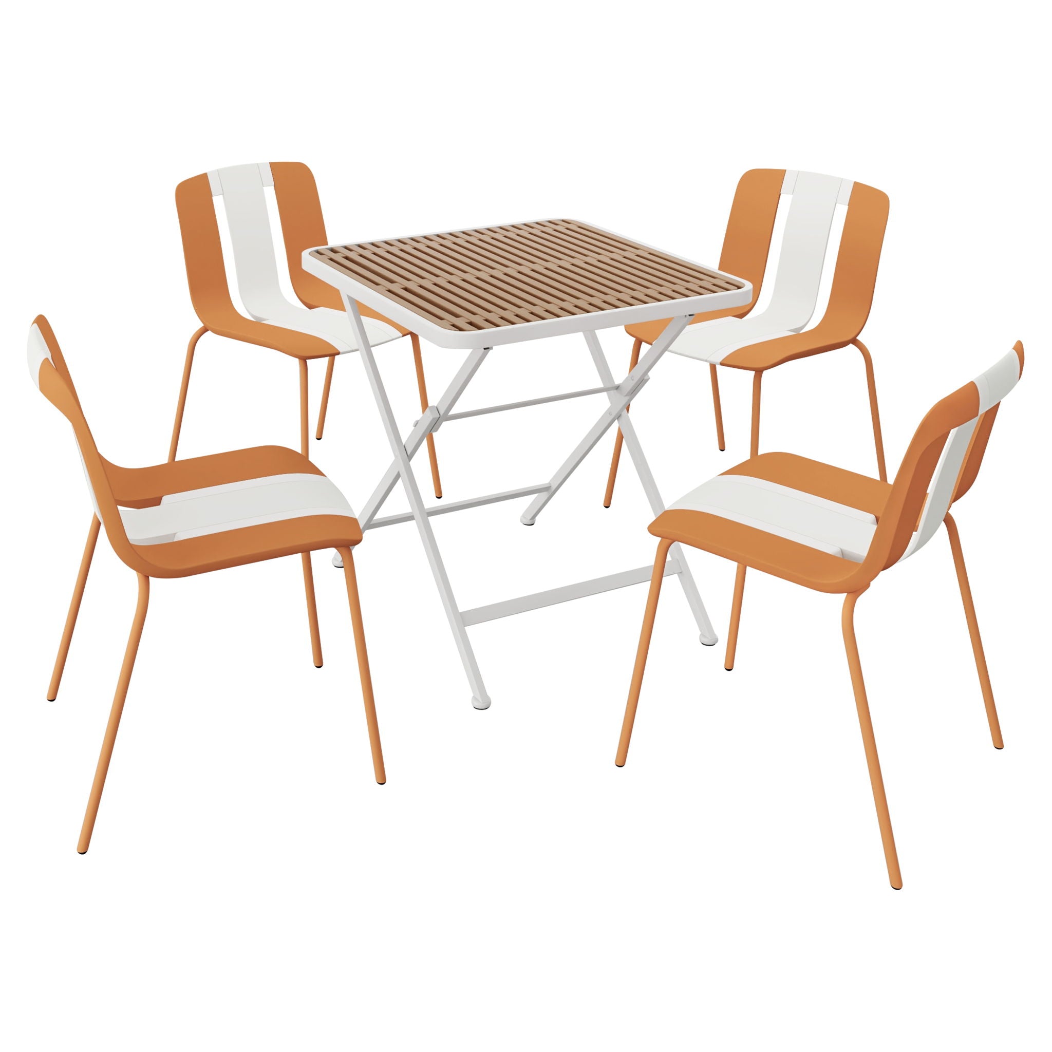 modern striped chair set with folding table