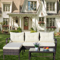 Outdoor Patio Furniture 3-Piece Conversation Set (Beige Cushion)