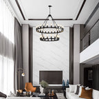 47.24 Inch Matte Black Wagon Wheel Chandelier with 36 Lights