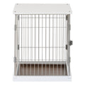 34" Length Elegant Wooden Structure White Dog Cage Crate Table