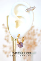 Removable Natural Crystals Beads | 24 Karats Hoop Earrings