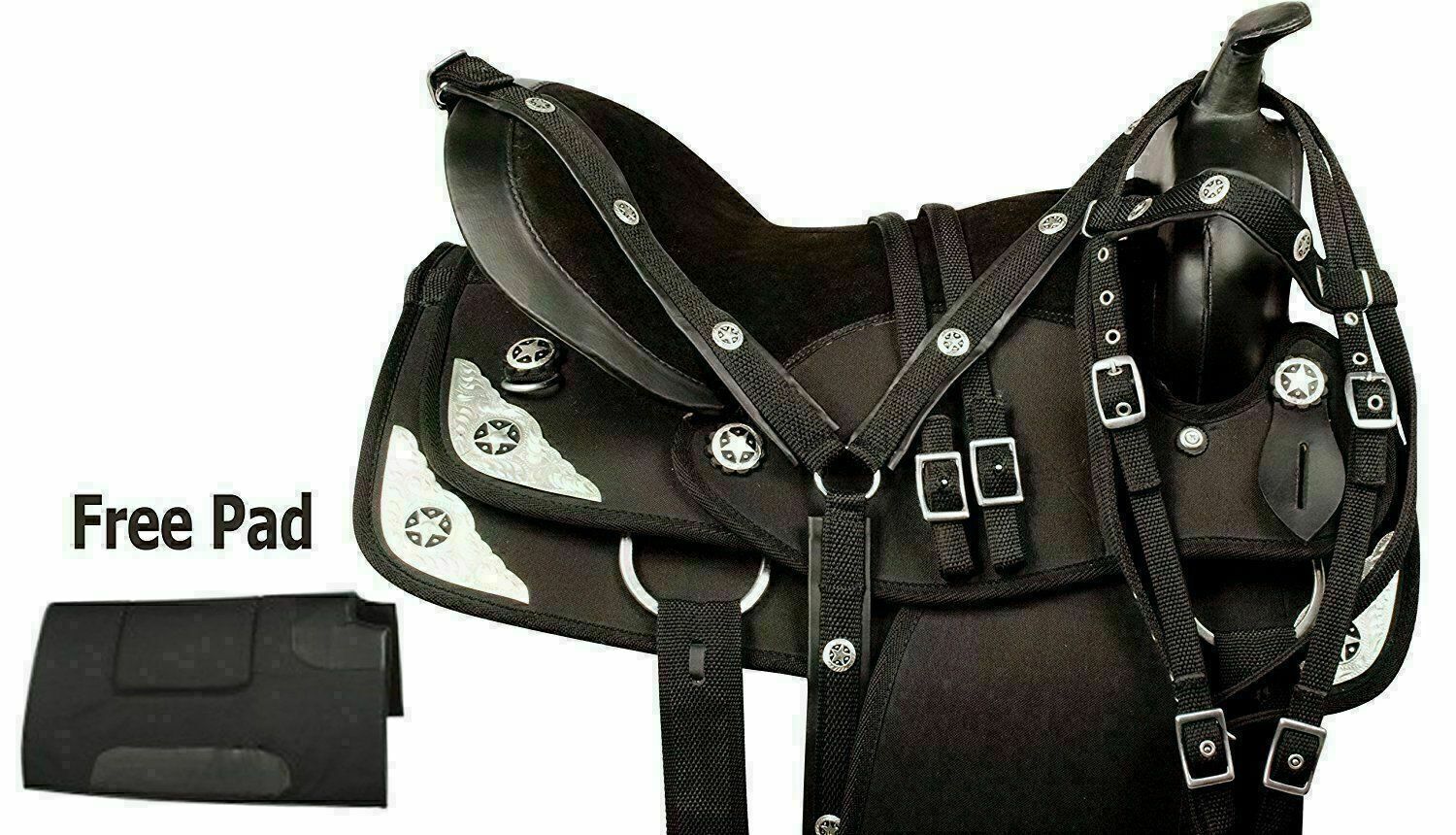 Synthetic Western Barrel Racing Horse Saddle Tack Set Size 13" to 18"