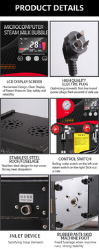 LCD Display Steam Boiler Water Machine for Bubble Tea Shop