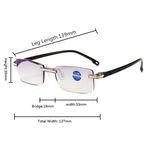 Rimless Reading Glasses Bifocal Far Near Anti Blue Light Magnification