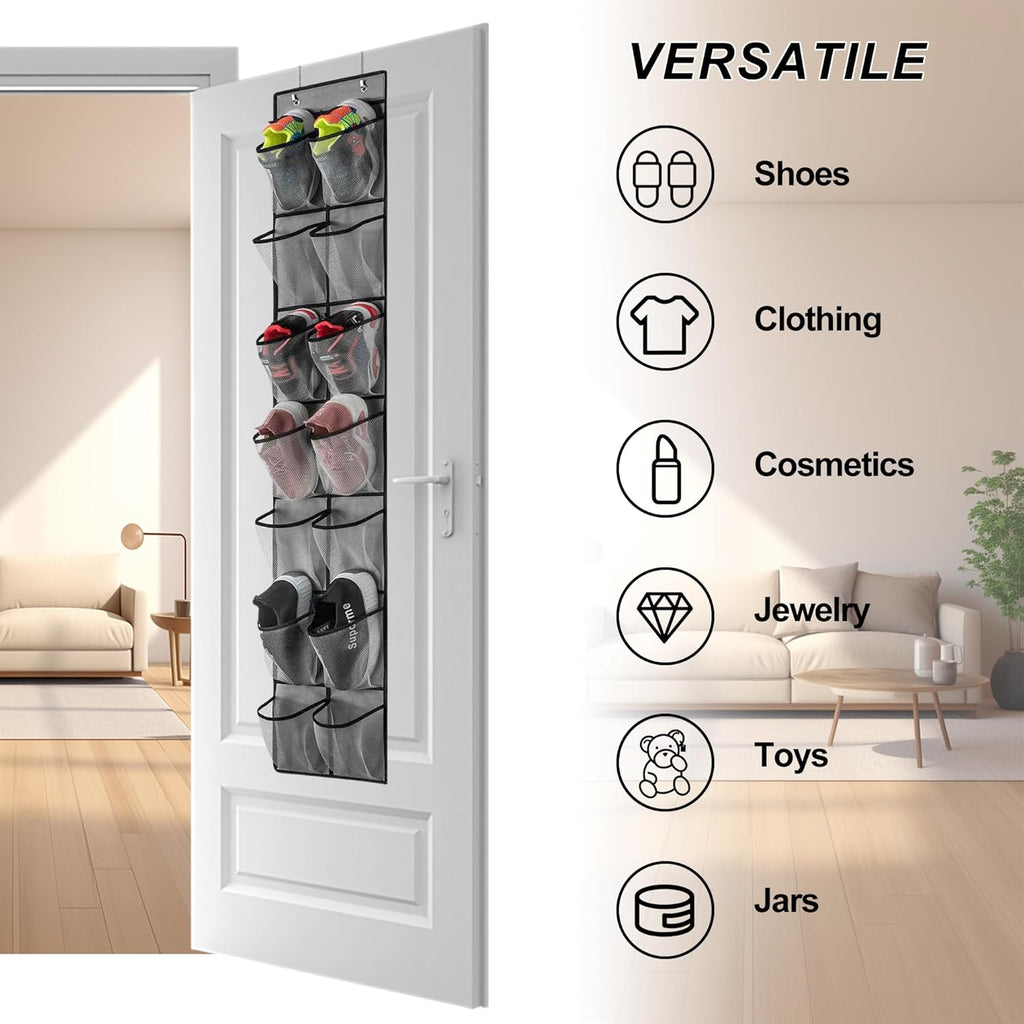 14 Pockets Over Door Hanging Shoe Storage Organizer Rack Holder Closet