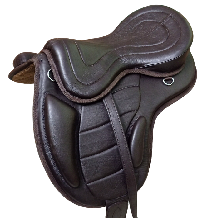Treeless Leather Freemax Saddle with Girth & Stirrups