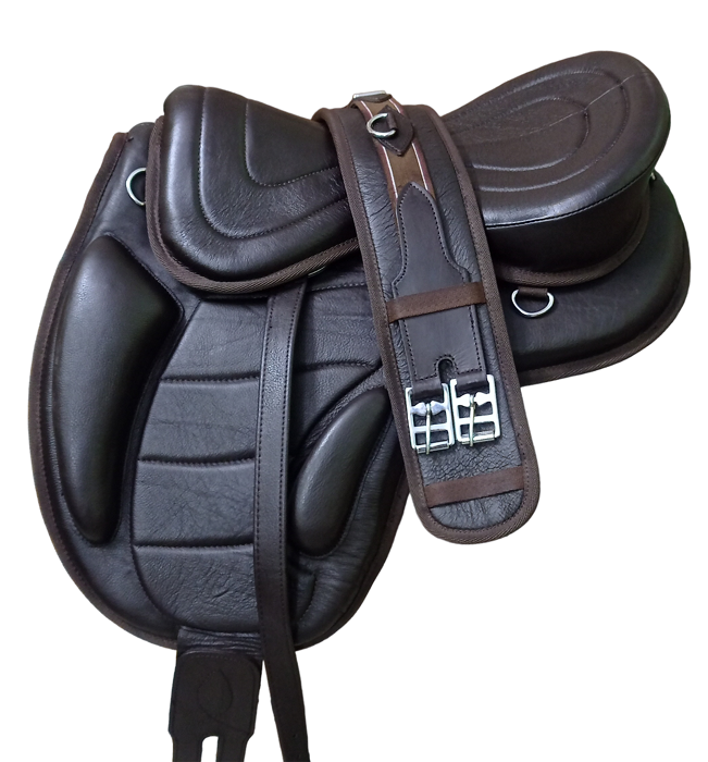 Treeless Leather Freemax Saddle with Girth & Stirrups