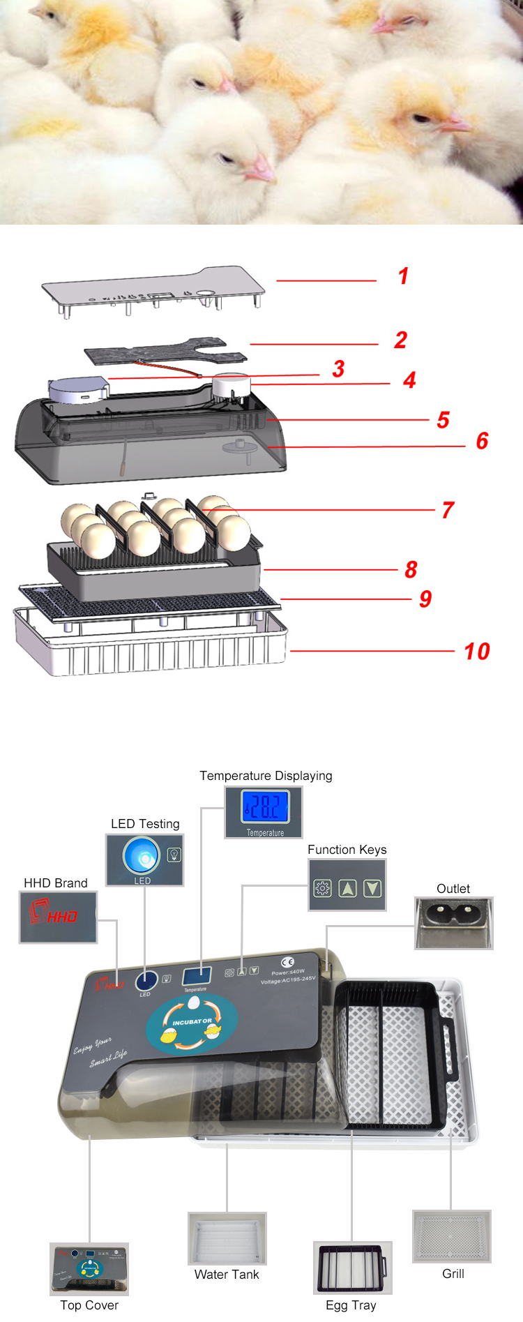 Automatic Eggs Incubator Digital Temperature Control Chicken Brooder