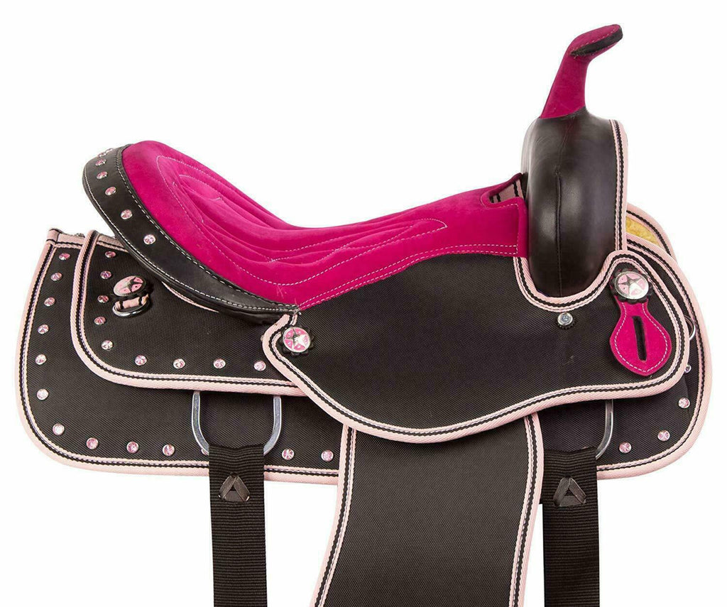 Purple Synthetic Western Barrel Racing Horse Saddle With Tack