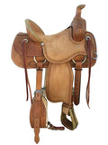 Western Brown Rough Out Leather Roper Ranch Saddle Size 13" to 18"