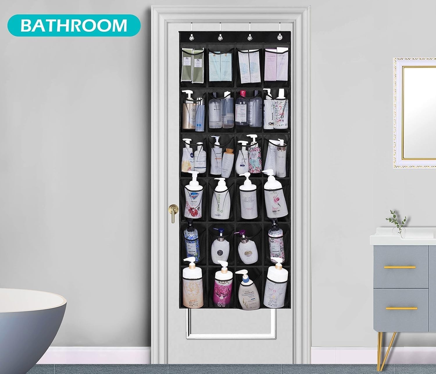 24 Pockets Over Door Hanging Shoe Storage Organizer Rack Holder Closet