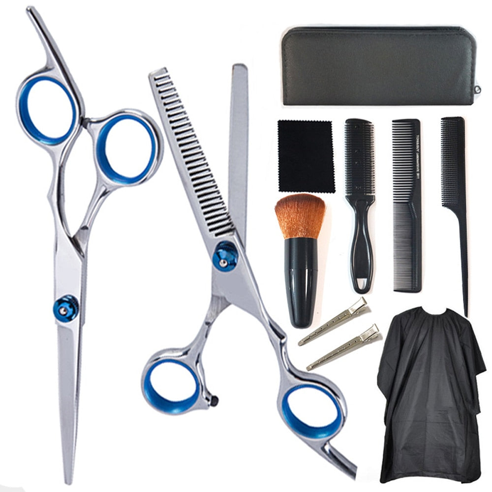 11Pcs Hairdressing Scissors Set Professional Flat Scissors Thinning