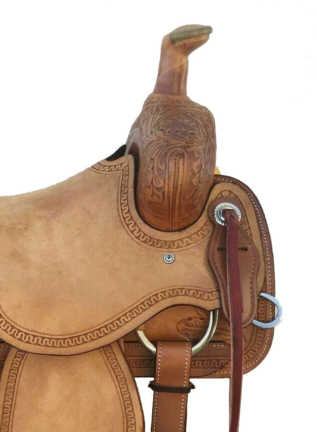 Western Brown Rough Out Leather Roper Ranch Saddle Size 13" to 18"
