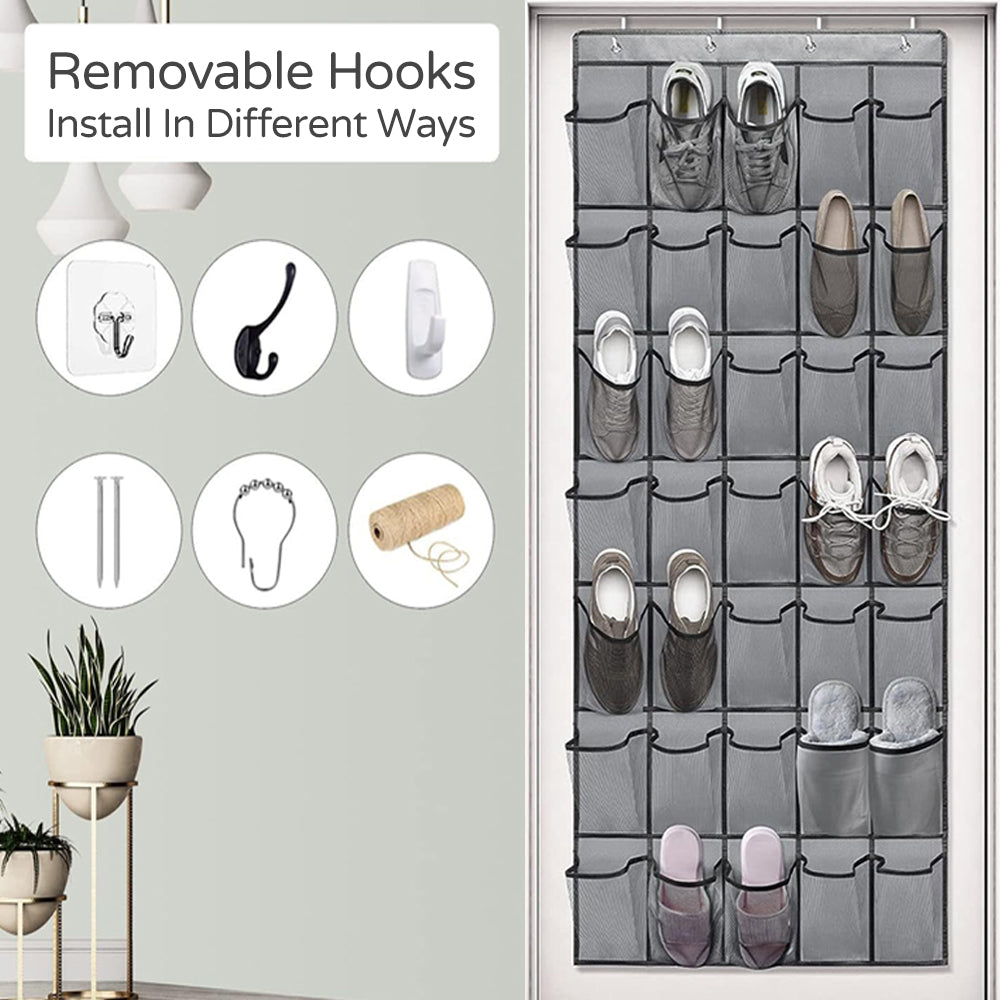 35 Pockets Over Door Hanging Shoe Storage Organizer Rack Holder Closet