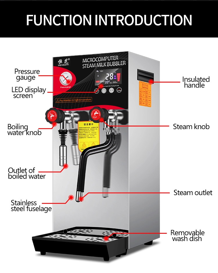LCD Display Steam Boiler Water Machine for Bubble Tea Shop