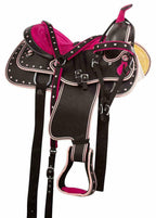 Purple Synthetic Western Barrel Racing Horse Saddle With Tack