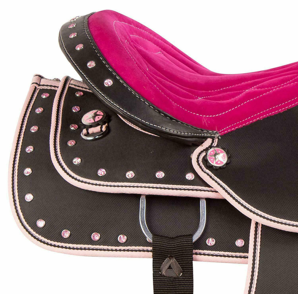 Purple Synthetic Western Barrel Racing Horse Saddle With Tack