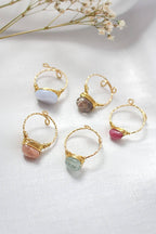 18K Natural Crystals Hand Wired Solitaire Ring