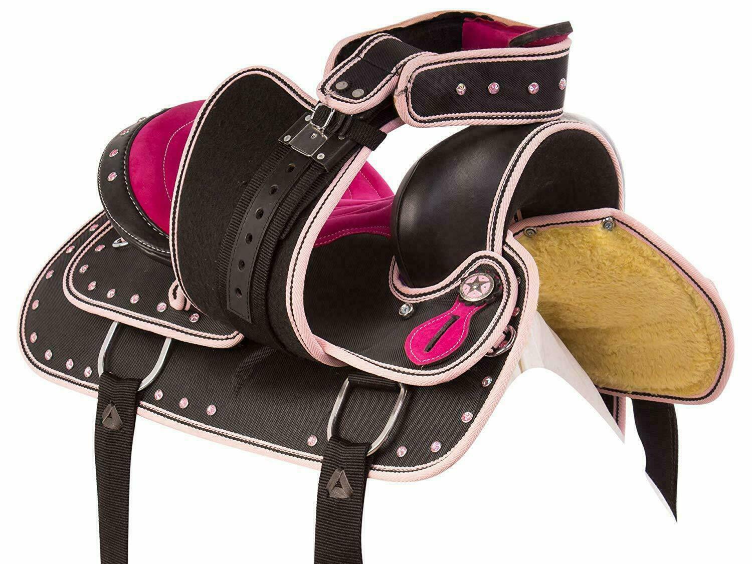 Purple Synthetic Western Barrel Racing Horse Saddle With Tack