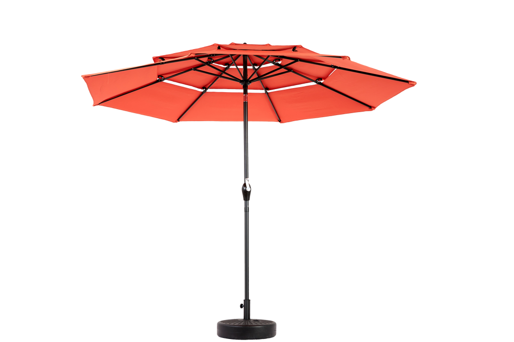 Aluminium 10ft 3-Tier Auto-Tilt Outdoor Patio Umbrella - Orange