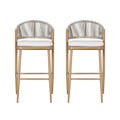 Outdoor Bar Height Aluminum Frame Counter Stools with Scallop-shaped Backrest & Water-resistant Cushions