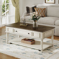 Farmhouse Coffee Table with One Drawer in Grey and White