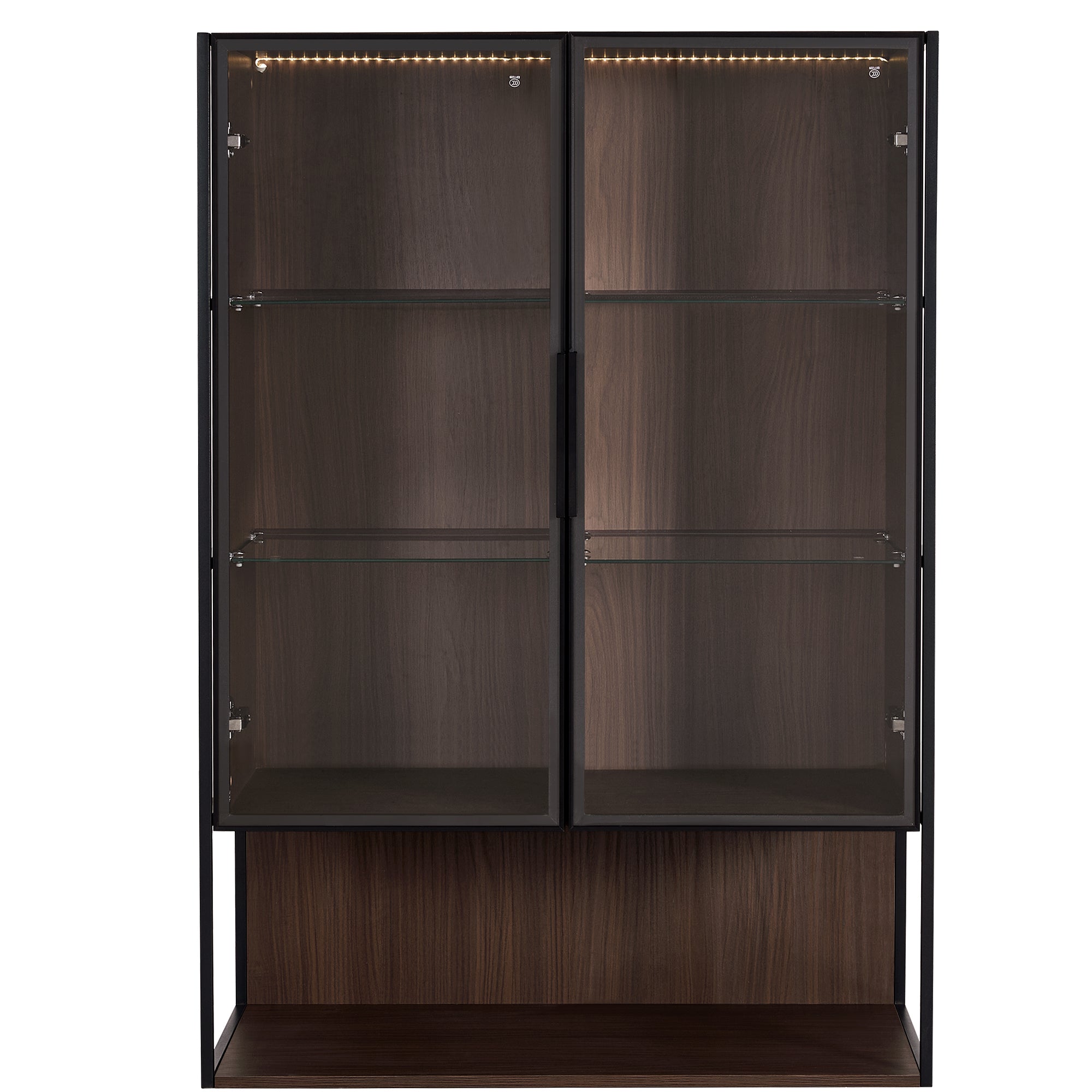 Modern Minimalist 51.2'' Tall Lighted Display Cabinet with Tempered Glass