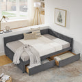 Full Size Upholstered Tufted Bed Frame with Two Drawers