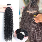 Kinky Curly Human Hair i Tip Microlinks Bulk Braiding Human Hair Bundl